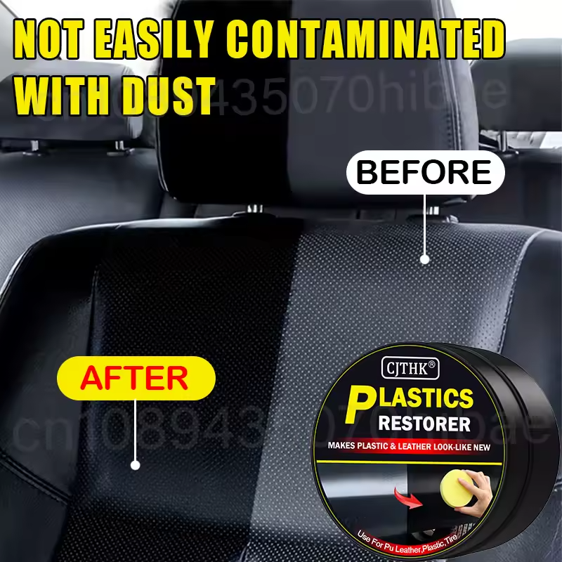 Restaurador de plástico do carro de volta ao preto brilho auto interior couro, painel e pneus.