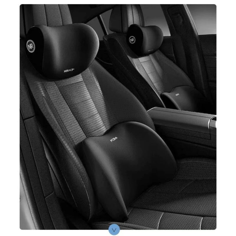 Conjunto De Almofada Para Cabeça E Lombar Veicular Apoio Cadeira Banco Carro Espuma De Memória