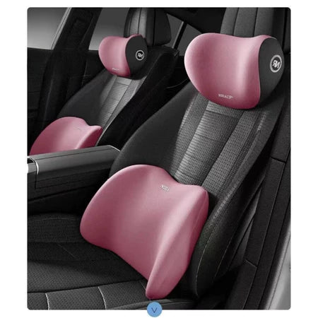 Conjunto De Almofada Para Cabeça E Lombar Veicular Apoio Cadeira Banco Carro Espuma De Memória