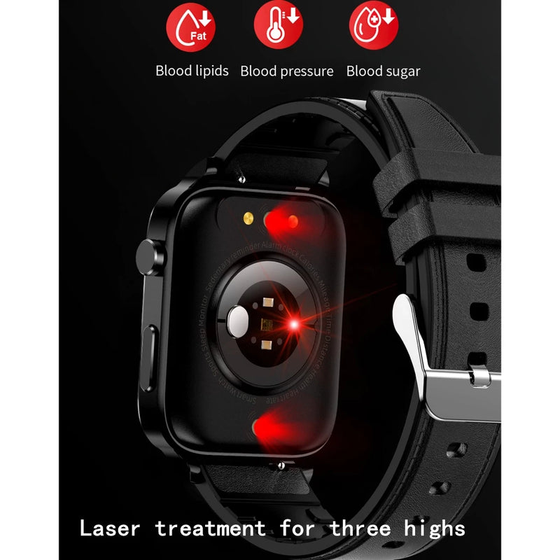 LIGE 2025 Relógio Inteligente F100 Termômetro Glicose Sanguínea Homens Sangao Laser Tratar Saúde Pressão Arterial Monitoramento Esportivo