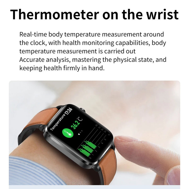 LIGE 2025 Relógio Inteligente F100 Termômetro Glicose Sanguínea Homens Sangao Laser Tratar Saúde Pressão Arterial Monitoramento Esportivo