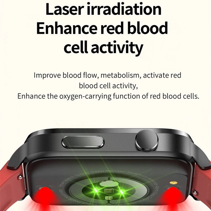 LIGE 2025 Relógio Inteligente F100 Termômetro Glicose Sanguínea Homens Sangao Laser Tratar Saúde Pressão Arterial Monitoramento Esportivo